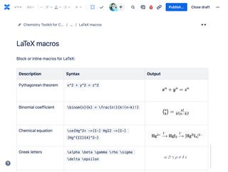 LaTeX math and chemical equations