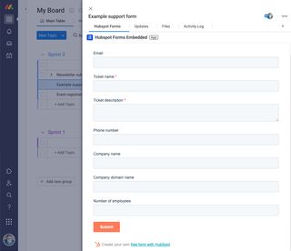 Embed HubSpot Forms in item views