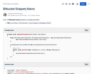 Bitbucket Snippets macro