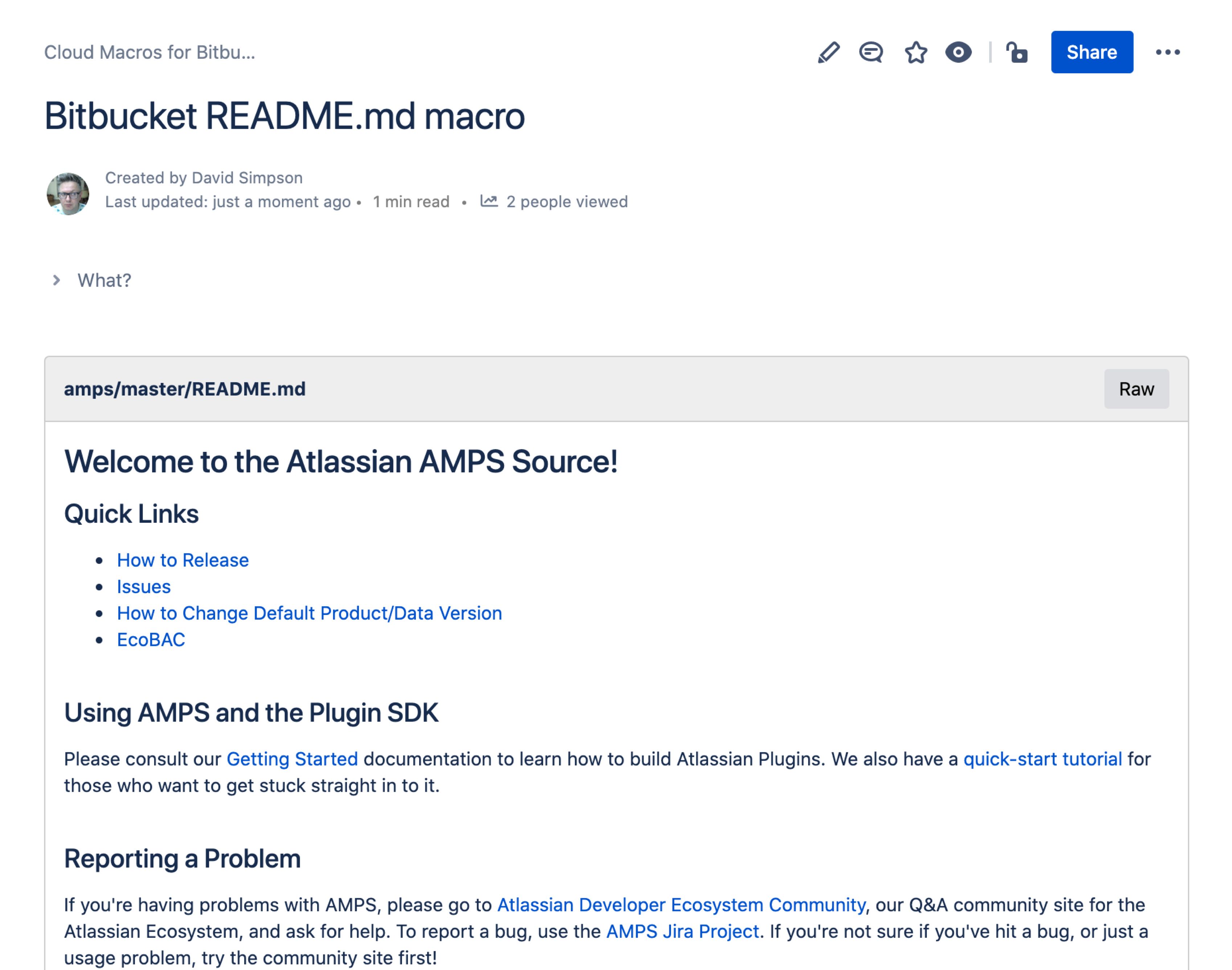 Bitbucket README macro