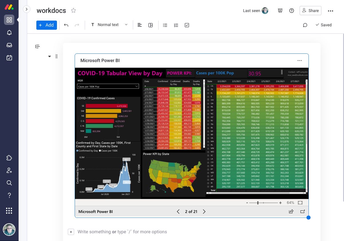 Embed Power BI in workdocs