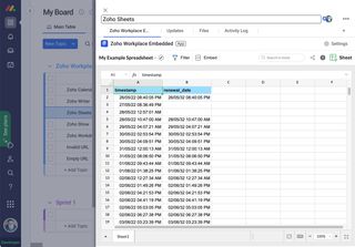 Embed Zoho Sheets spreadsheets