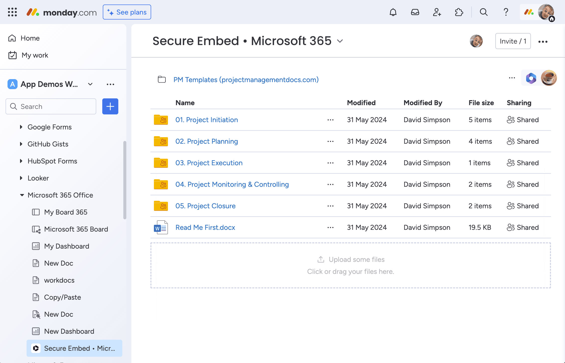 Securely embed files & folders from Microsoft 365