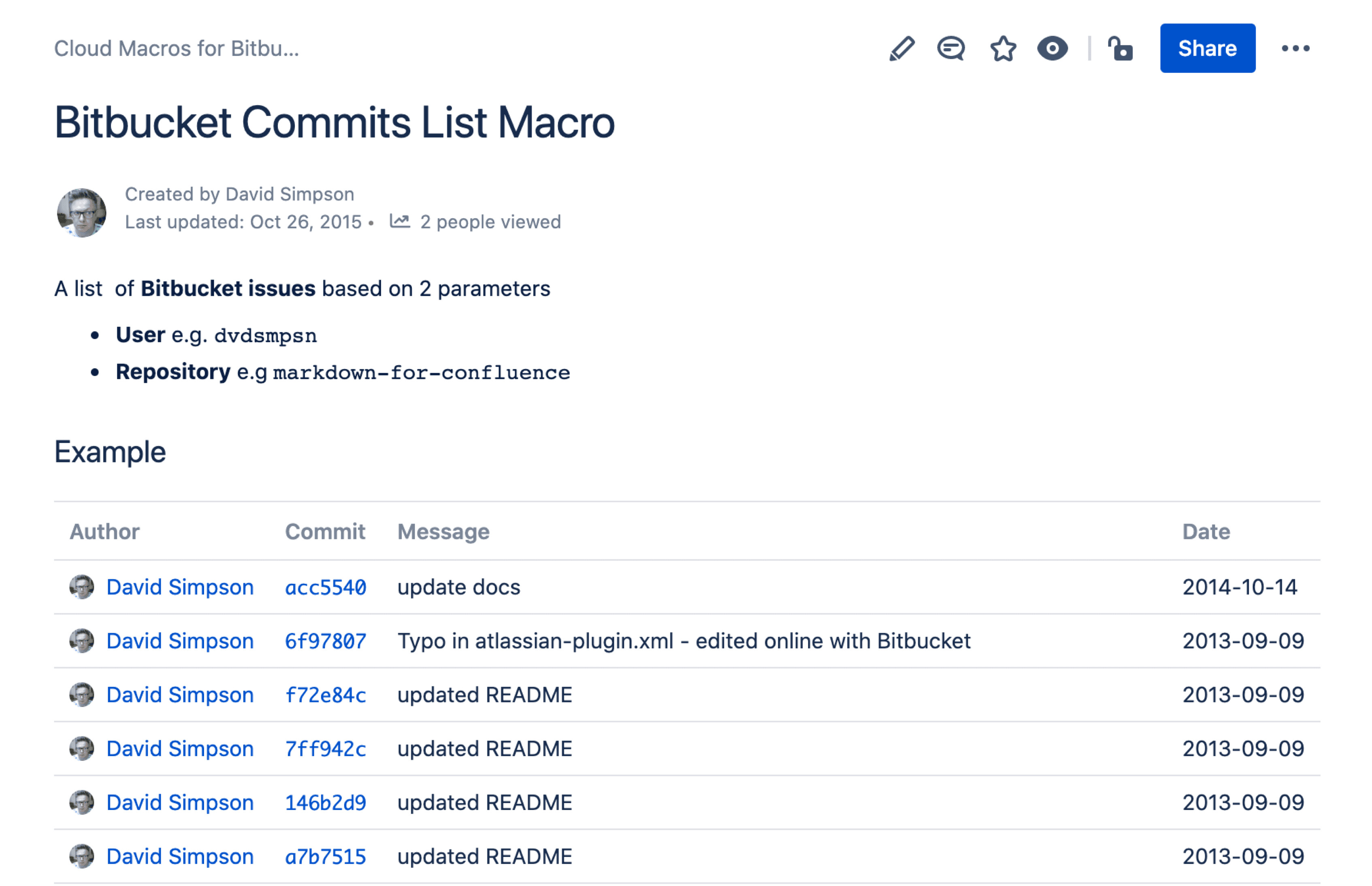 Commit & Commits List Macro