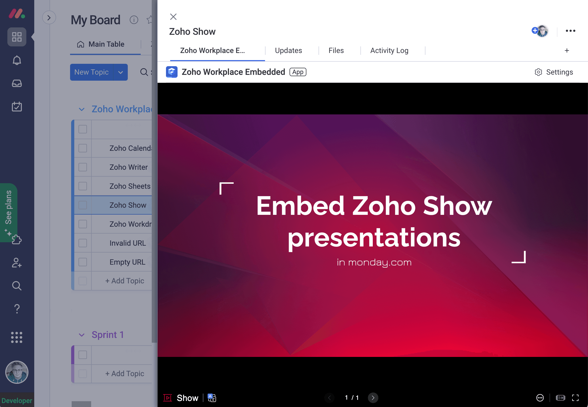 Embed Zoho Show presentations
